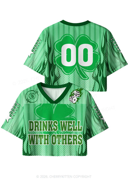 Custom Drinks Well With Others St Patricks Y2K Crop Sport Jersey Shirts Cherrykitten