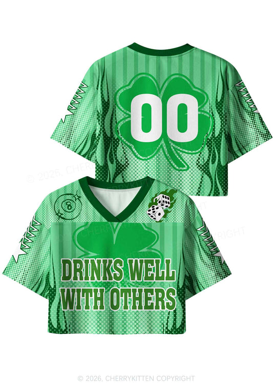 Custom Drinks Well With Others St Patricks Y2K Crop Sport Jersey Shirts Cherrykitten