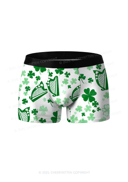Clover Harp St Patricks Y2K Print Men Boxer Briefs Cherrykitten