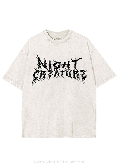 Night Creature Y2K Shirts Washed Tee Cherrykitten