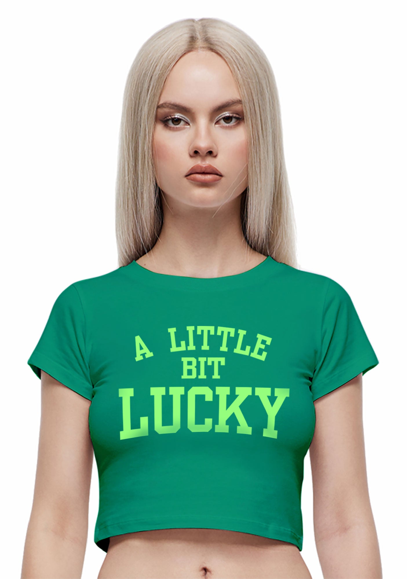 A Little Bit Lucky St Patricks Y2K Baby Tee Cherrykitten