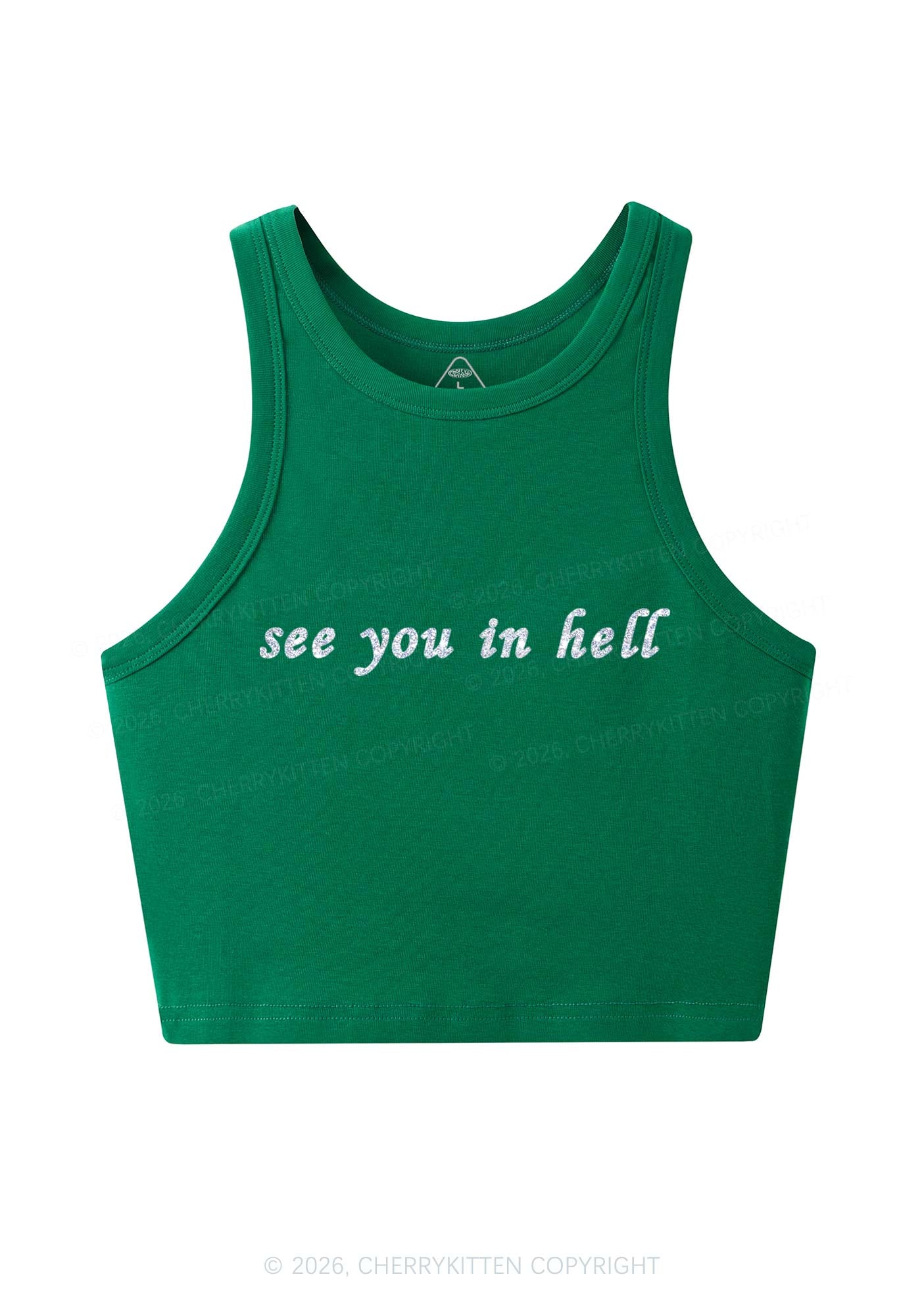 Glitter See You In Hell Pride Y2K Crop Tank Top Cherrykitten