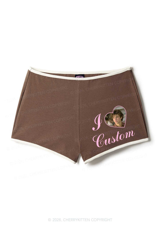 I Love Custom Photo Valentine's Day Y2K Booty Shorts Cherrykitten