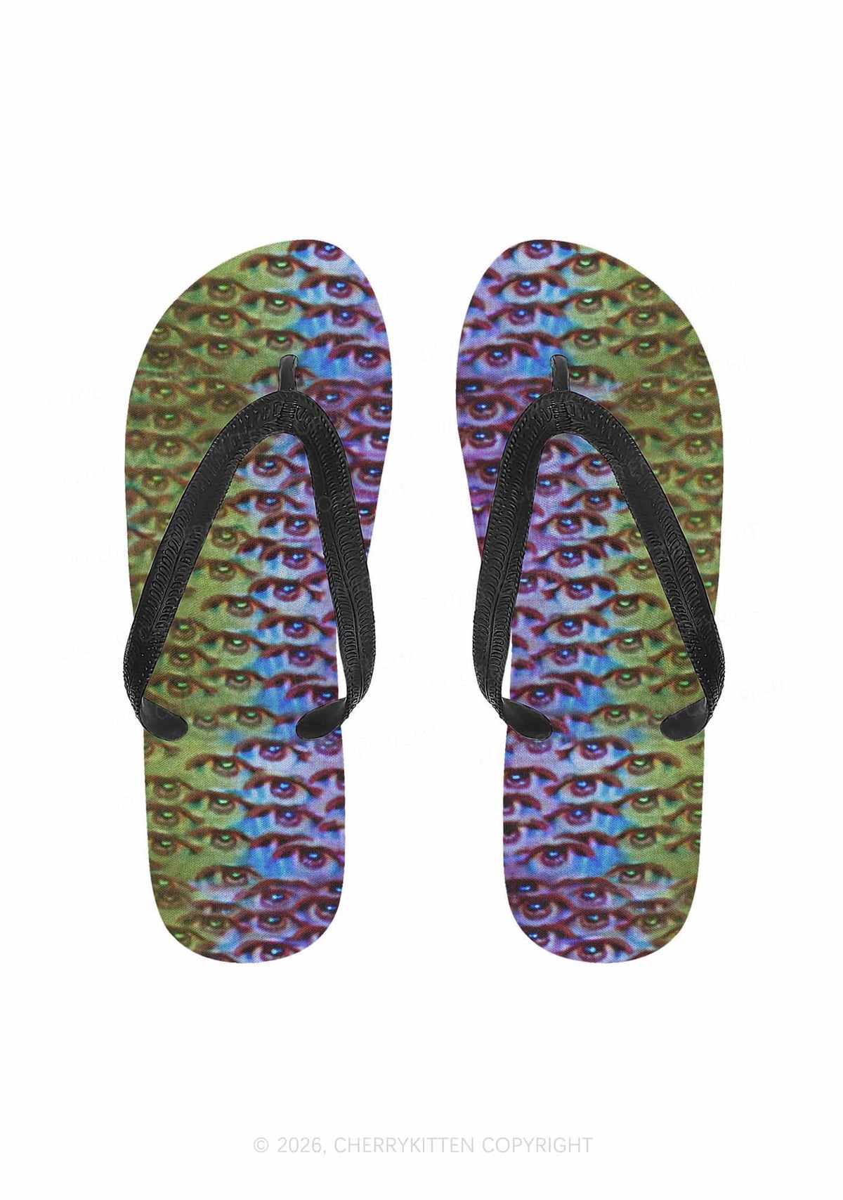 Halloween Spectrum Eyes Y2K Print Flip Flops Cherrykitten