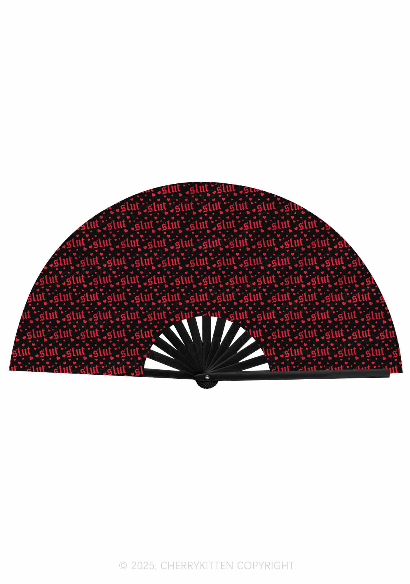 Black Slxt Y2K Rave Hand Fan Cherrykitten