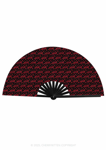 Black Slxt Y2K Rave Hand Fan Cherrykitten