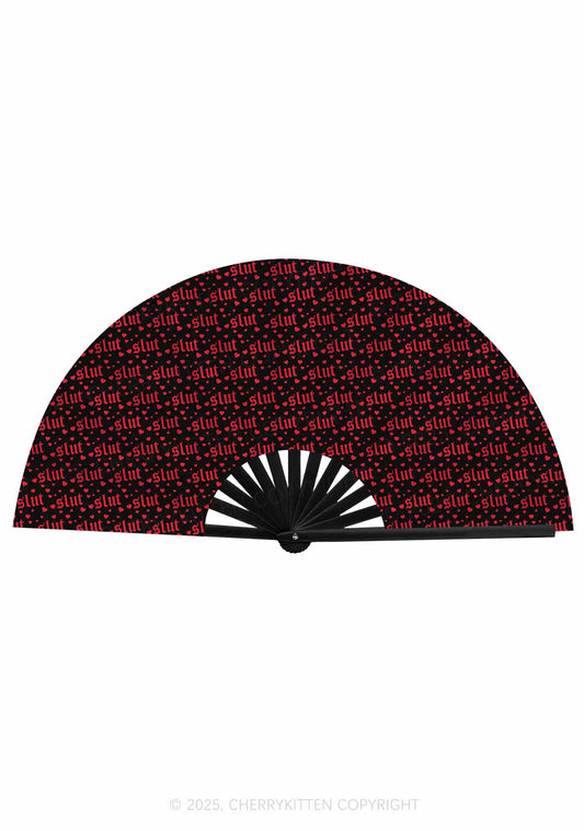 Black Slxt Y2K Rave Hand Fan Cherrykitten
