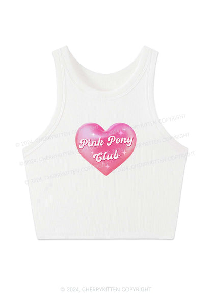 Pink Heart Pony Club Y2K Crop Tank Top Cherrykitten