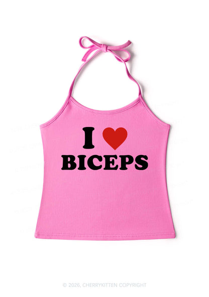 I Love Biceps Y2K Halter Neck Cami Cherrykitten