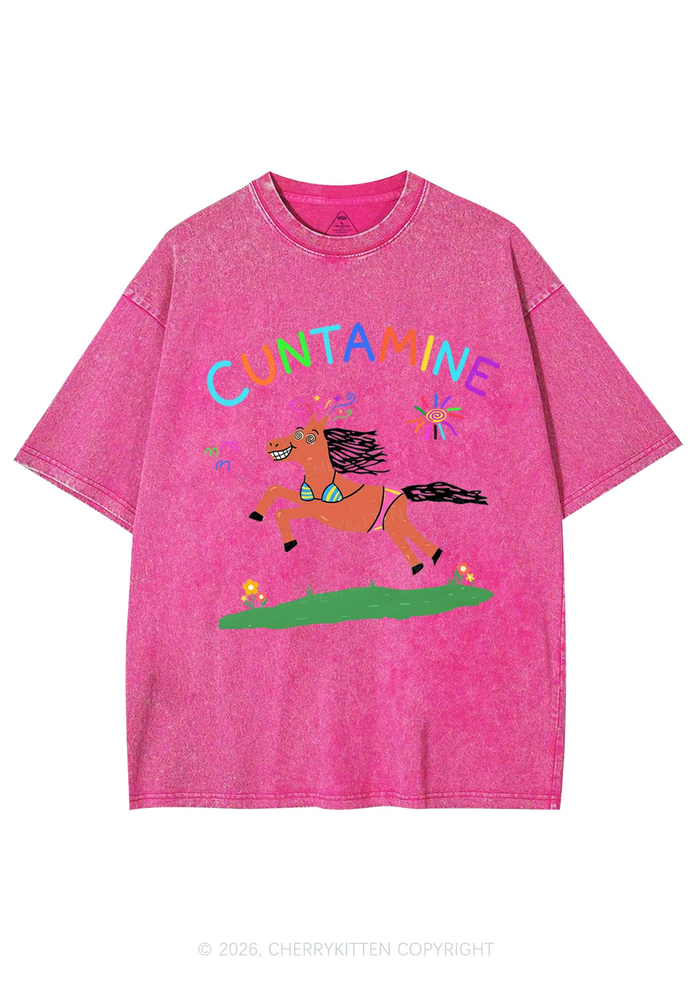 Cxxtamine Pony Y2K Shirts Washed Tee Cherrykitten