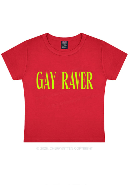 Gay Raver Pride Y2K Baby Tee Cherrykitten