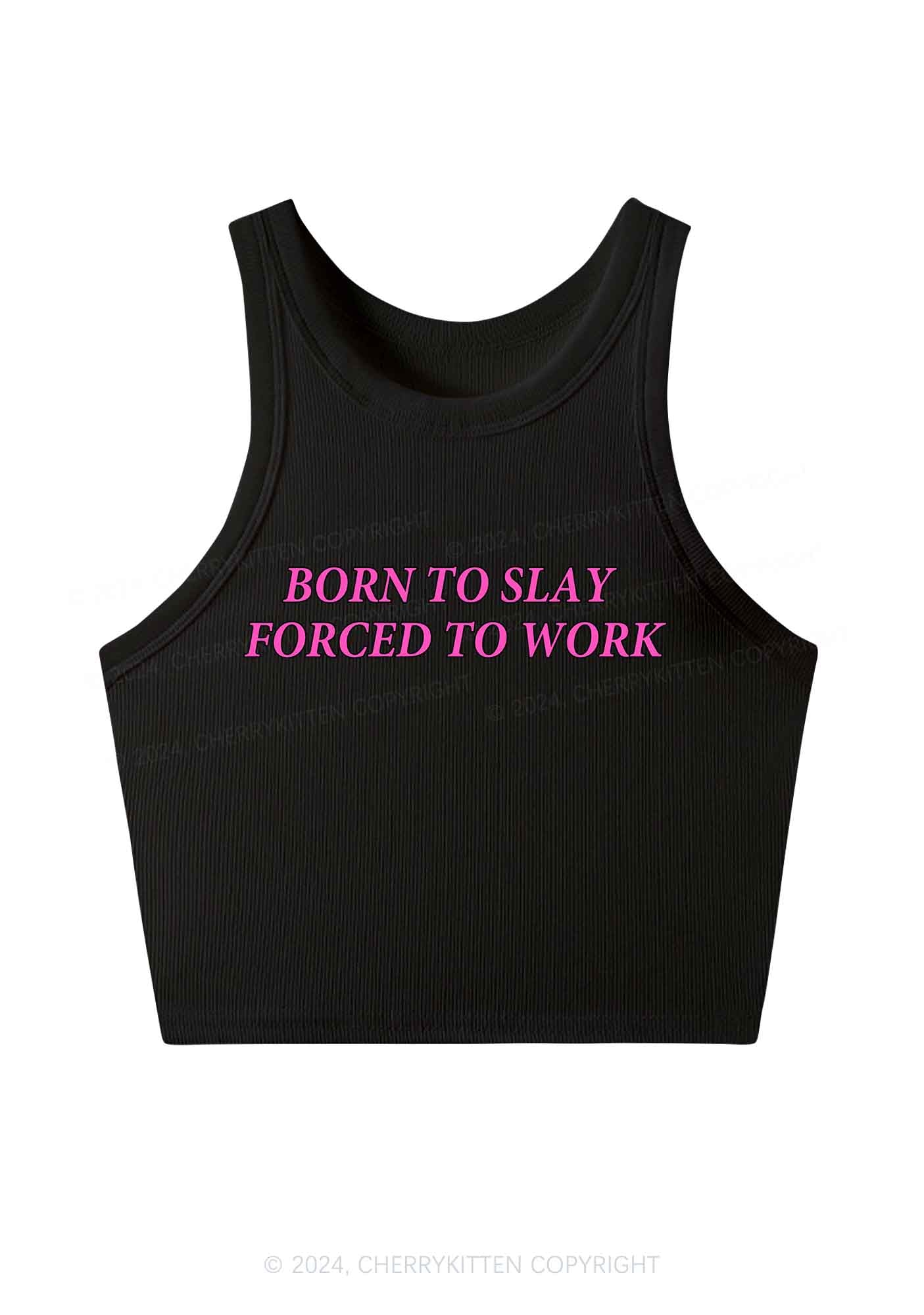 Forced To Work Y2K Crop Tank Top Cherrykitten
