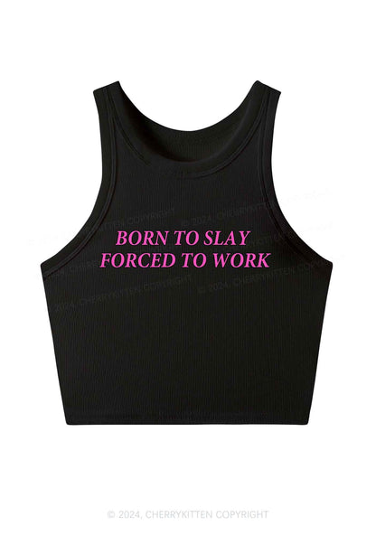 Forced To Work Y2K Crop Tank Top Cherrykitten