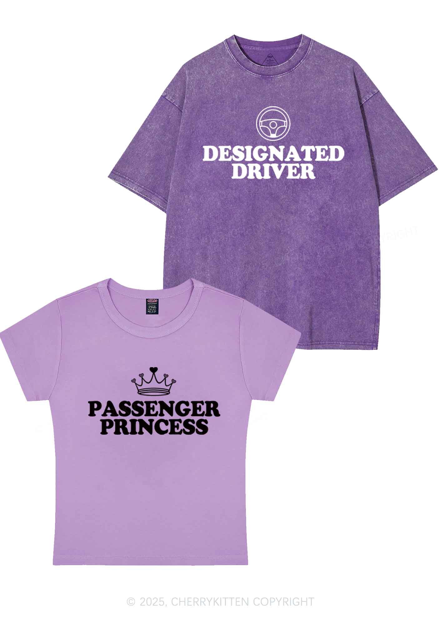 Passenger Princess Designated Driver Y2K Valentine's Day Couple Shirt Cherrykitten
