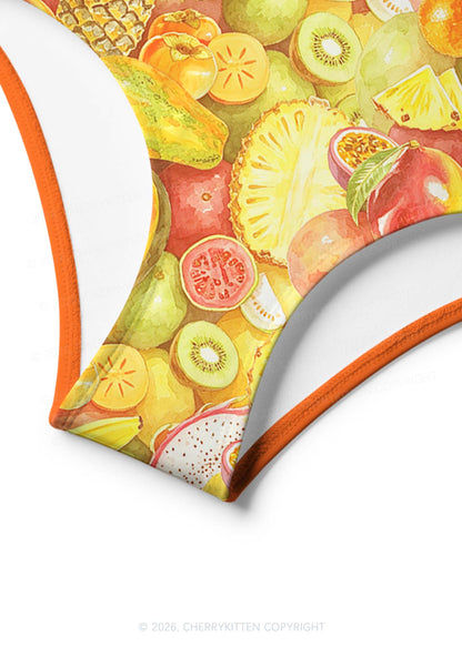 Orange Fruity Pride Y2K Print Bikini Set Cherrykitten