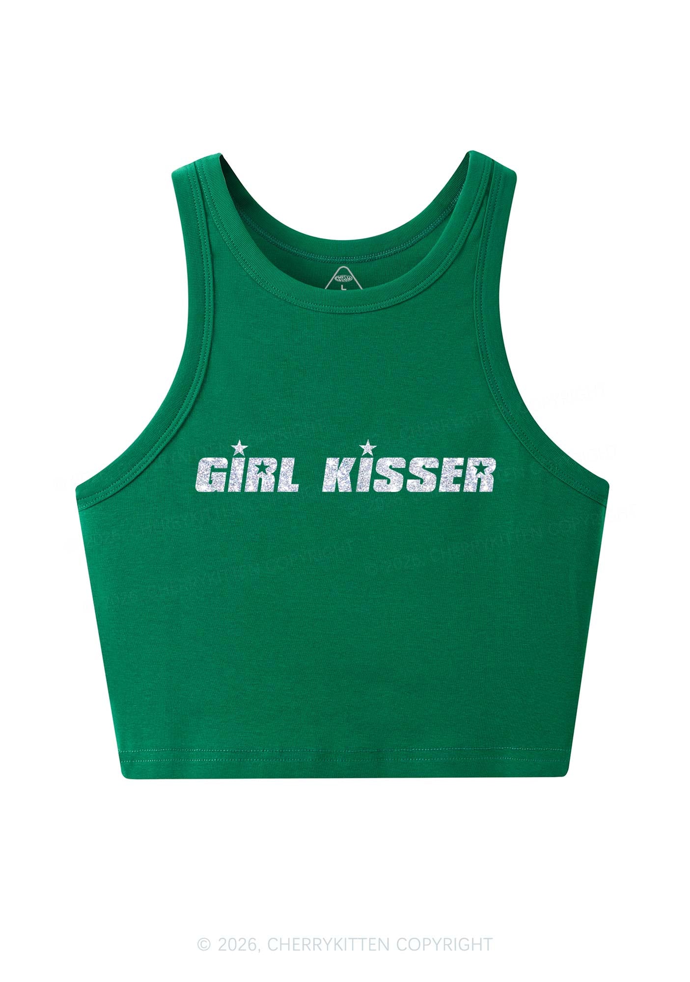 Glitter Girl Kisser Pride Y2K Crop Tank Top Cherrykitten
