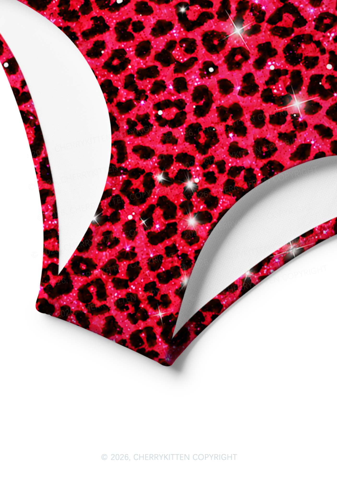 Bright Red Leopard Y2K Print Bikini Set Cherrykitten