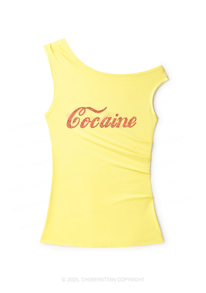Rhinestone Special Cola Y2K Off Shoulder Tank Top Cherrykitten