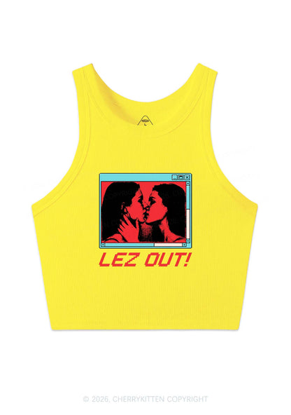 Lez Out Pride Y2K Crop Tank Top Cherrykitten