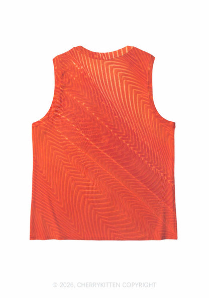 Salmon Meat Texture Y2K Mesh Muscle Tank Cherrykitten