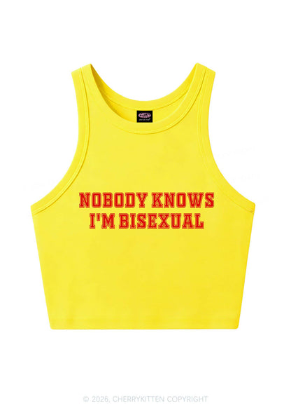 Nobody Knows Im Bisexual Pride Y2K Crop Tank Top Cherrykitten