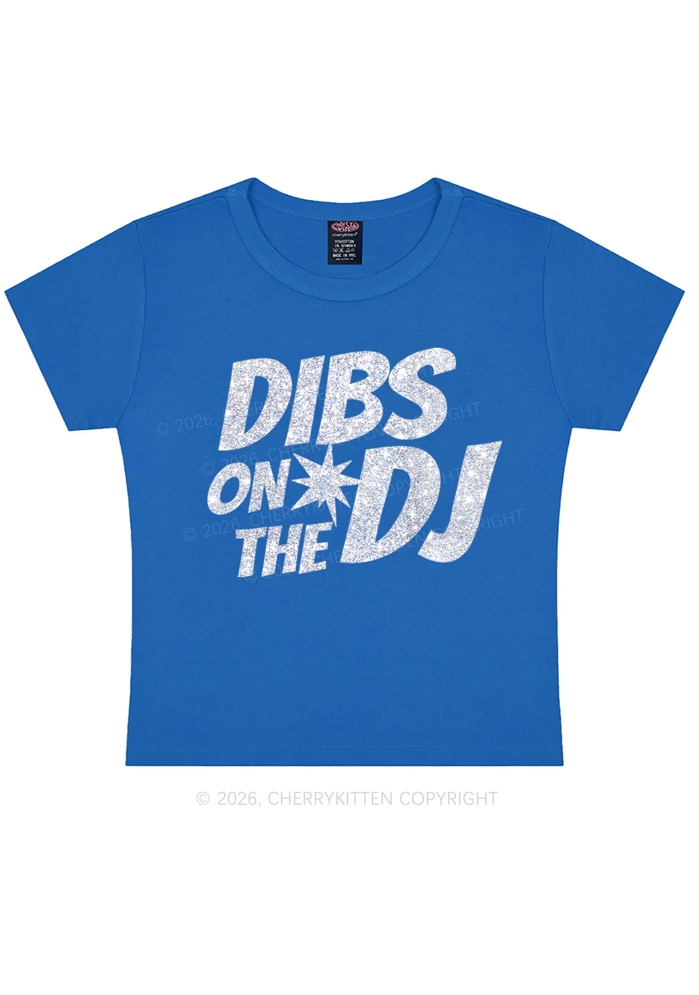 Glitter Dibs On The DJ Y2K Baby Tee Cherrykitten