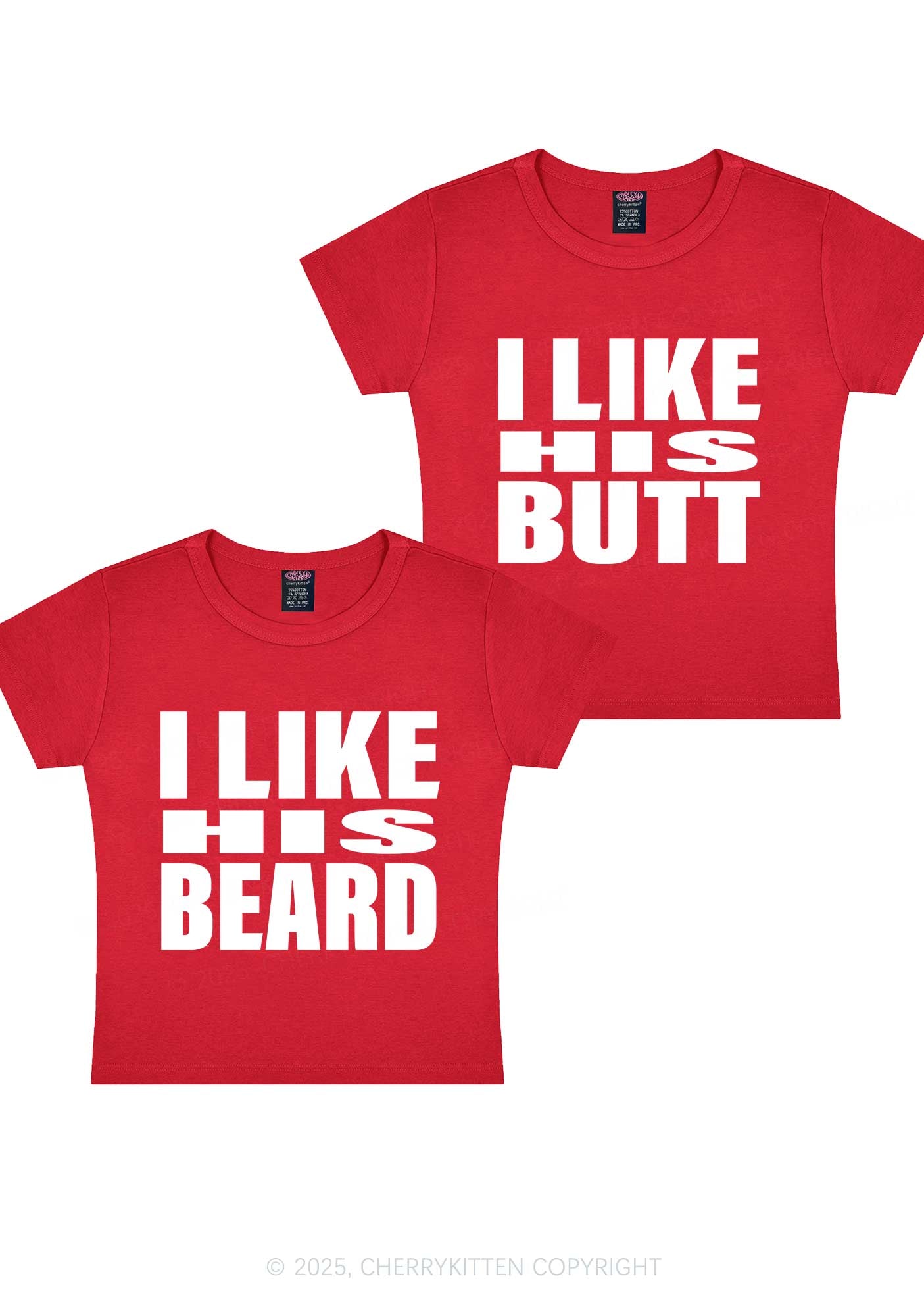 I Like His Beard Y2K Valentine's Day Baby Tee Cherrykitten