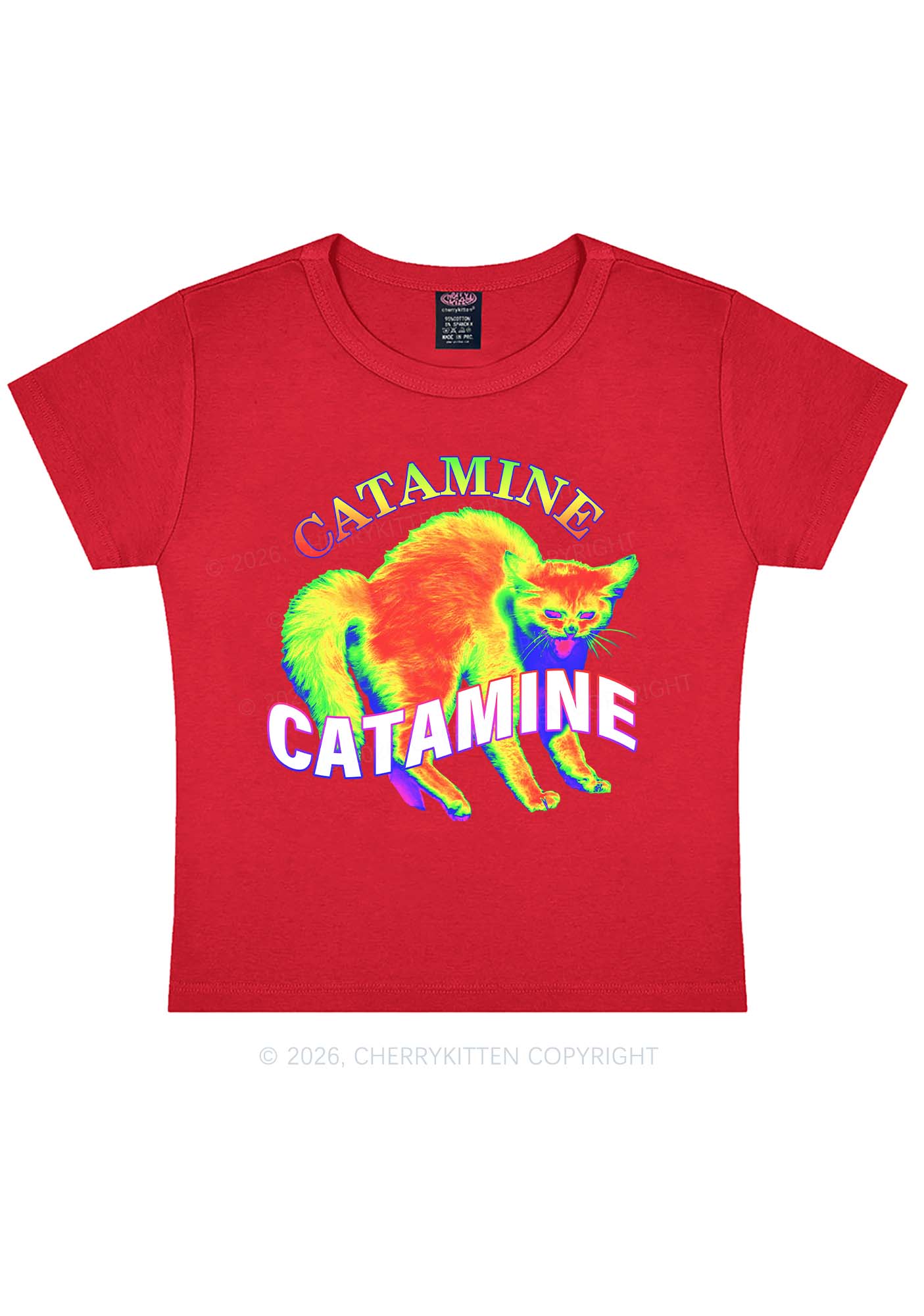 Thermal Cat Y2K Baby Tee Cherrykitten