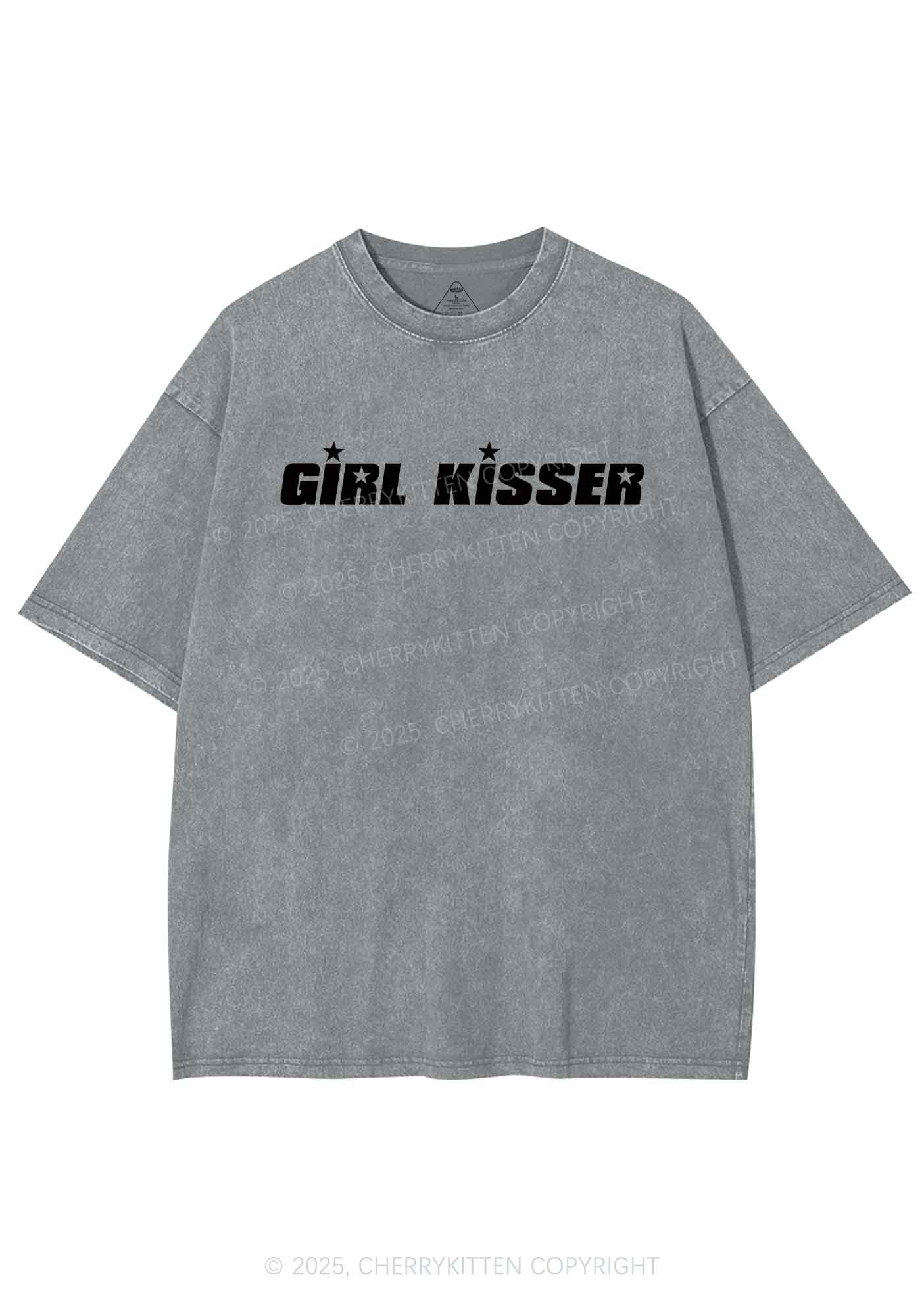 Girl Kisser Star Y2K Shirts Washed Tee Cherrykitten