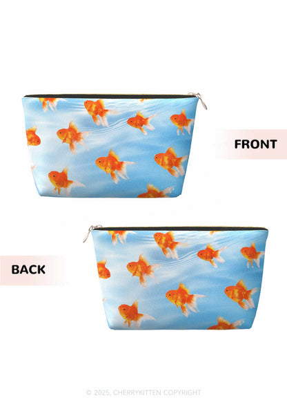 Goldfish Y2K Leather Makeup Bag Cherrykitten