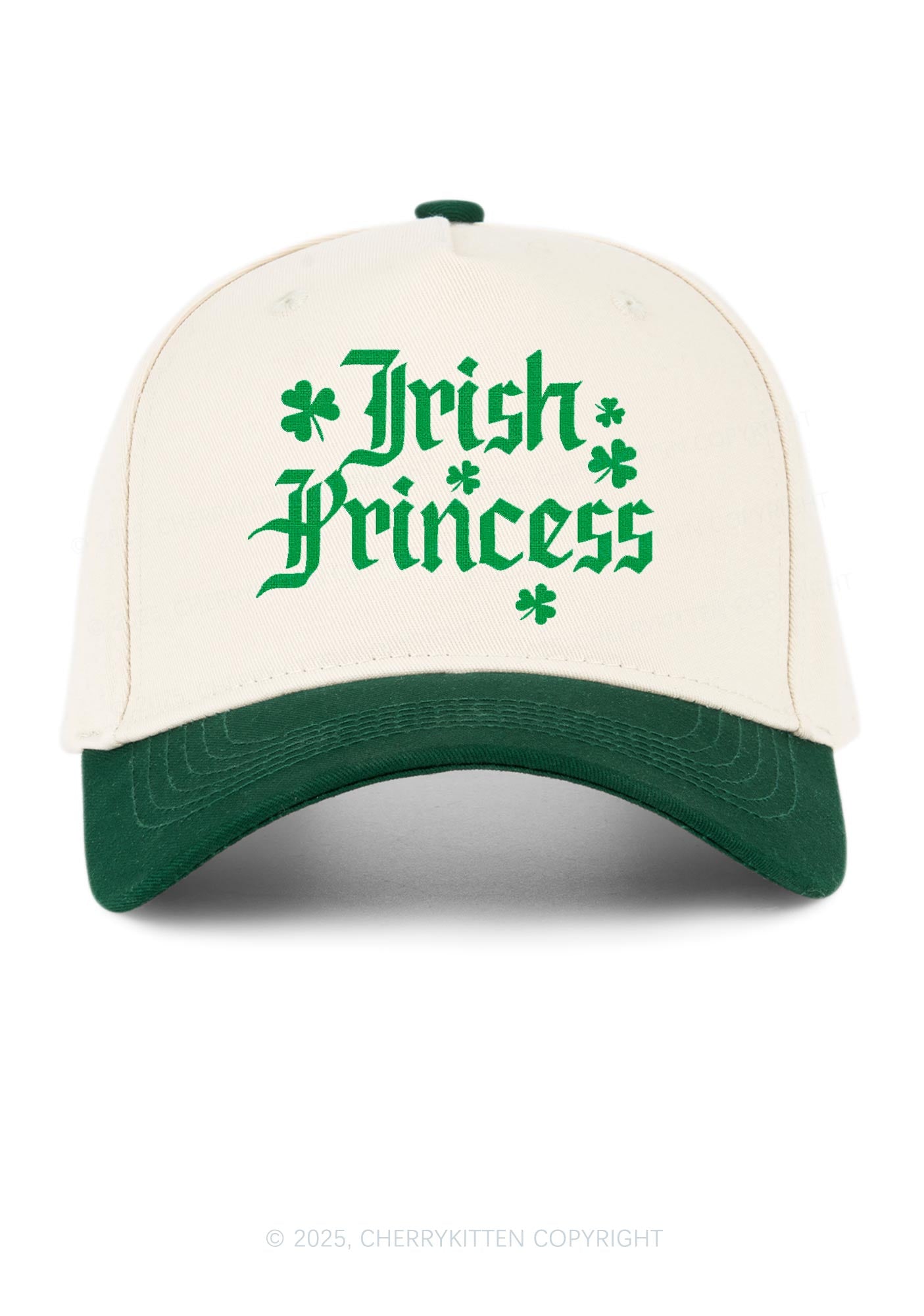 Embroidered Irish Princess St Patricks Y2K Color Block Baseball Cap Cherrykitten