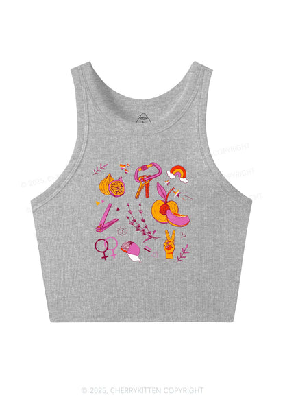 Lesbian Symbols Y2K Crop Tank Top Cherrykitten