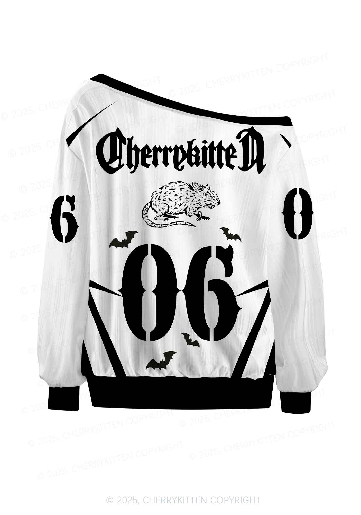 Halloween Custom Bat Monster Y2K Off Shoulder Long Sleeve Sport Jersey Shirts Cherrykitten