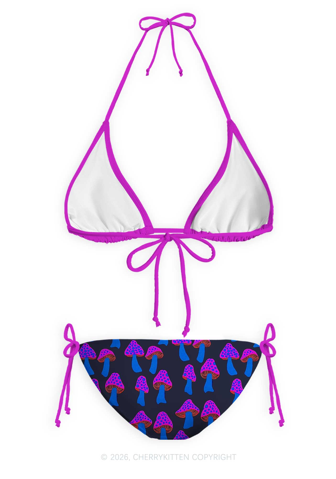 Blue Mushroom Y2K Print Bikini Set Cherrykitten