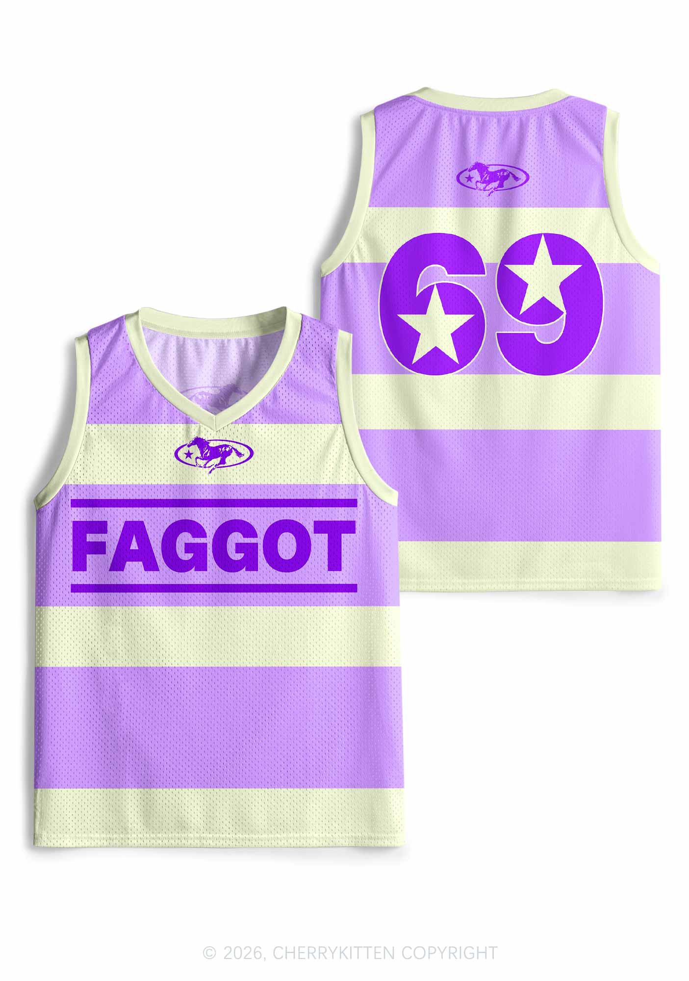 Purple Faggot Stripes Pride Y2K Sport Jersey Tank Cherrykitten