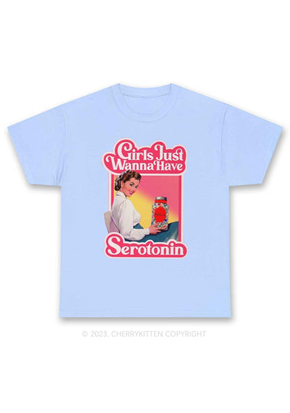 Girls Just Wanna Have Serotonin Y2K Chunky Shirt Cherrykitten