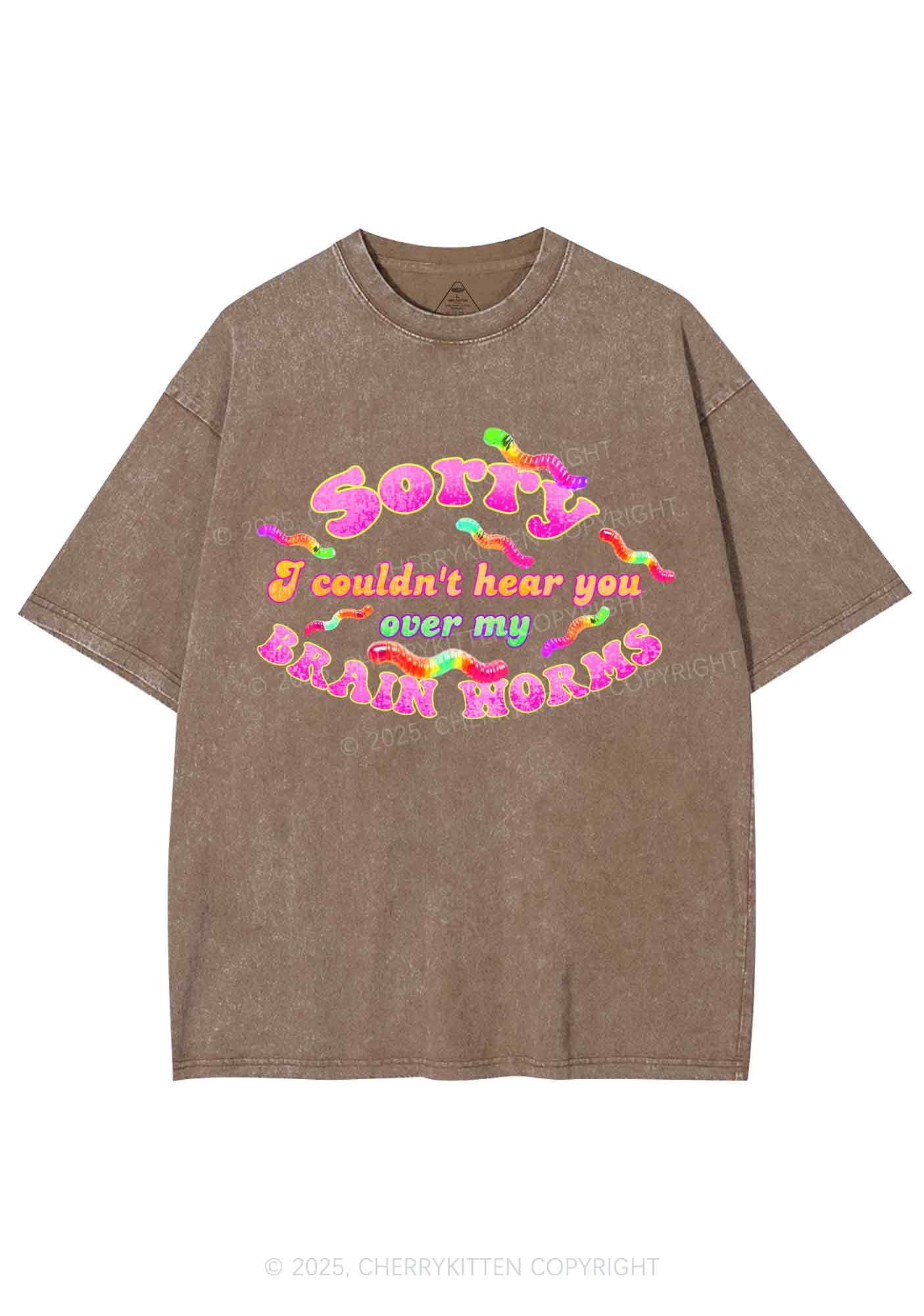 Brain Worms Y2K Shirts Washed Tee Cherrykitten