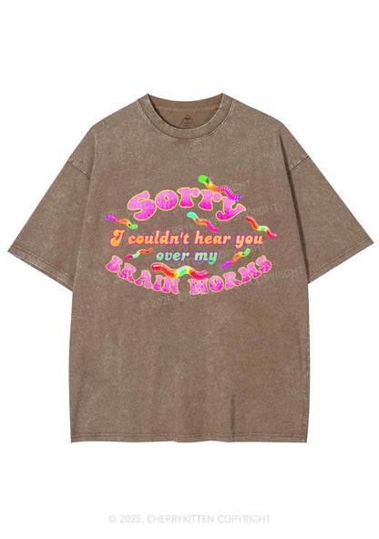 Brain Worms Y2K Shirts Washed Tee Cherrykitten