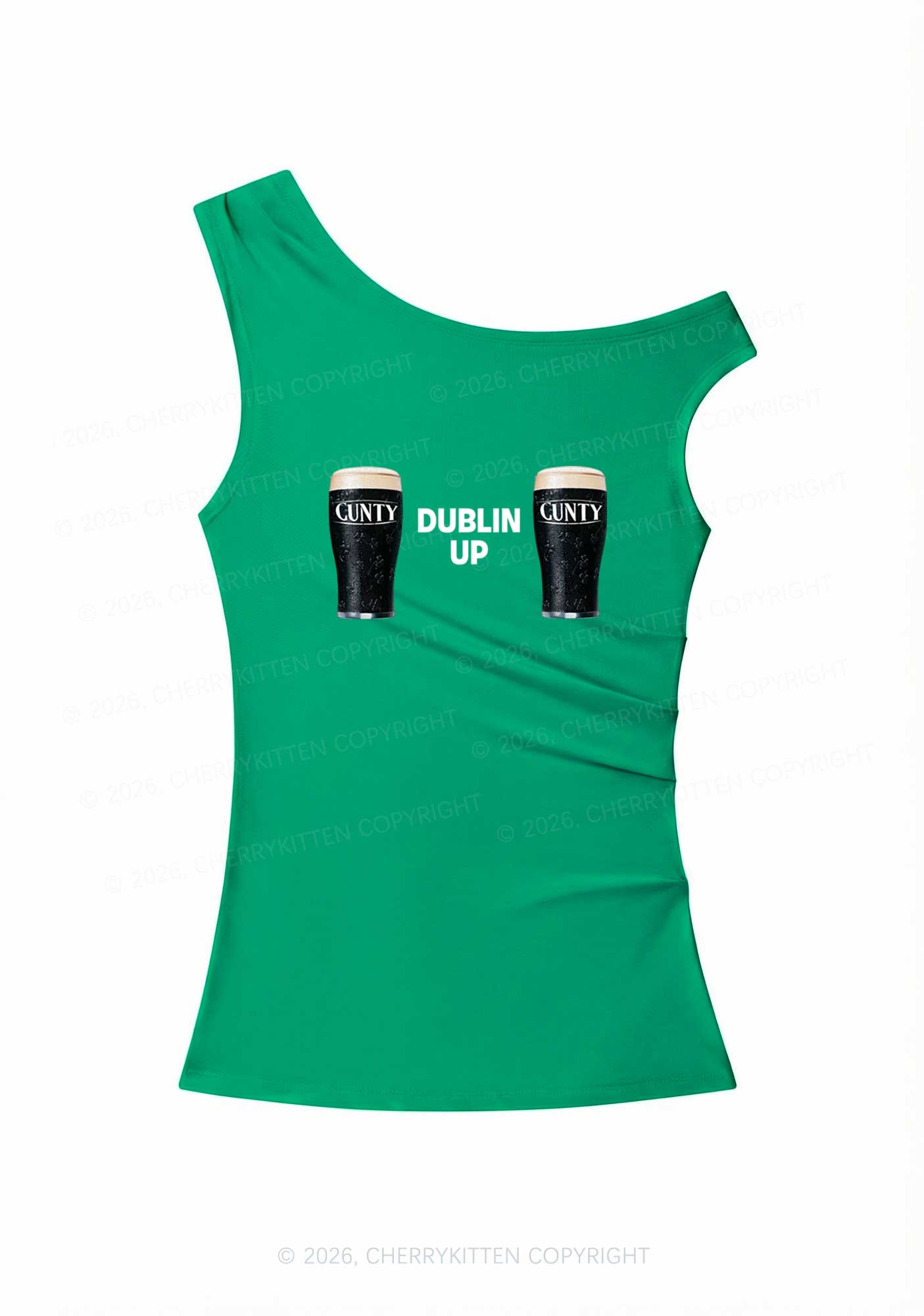 Dublin Up St Patricks Y2K Off Shoulder Tank Top Cherrykitten