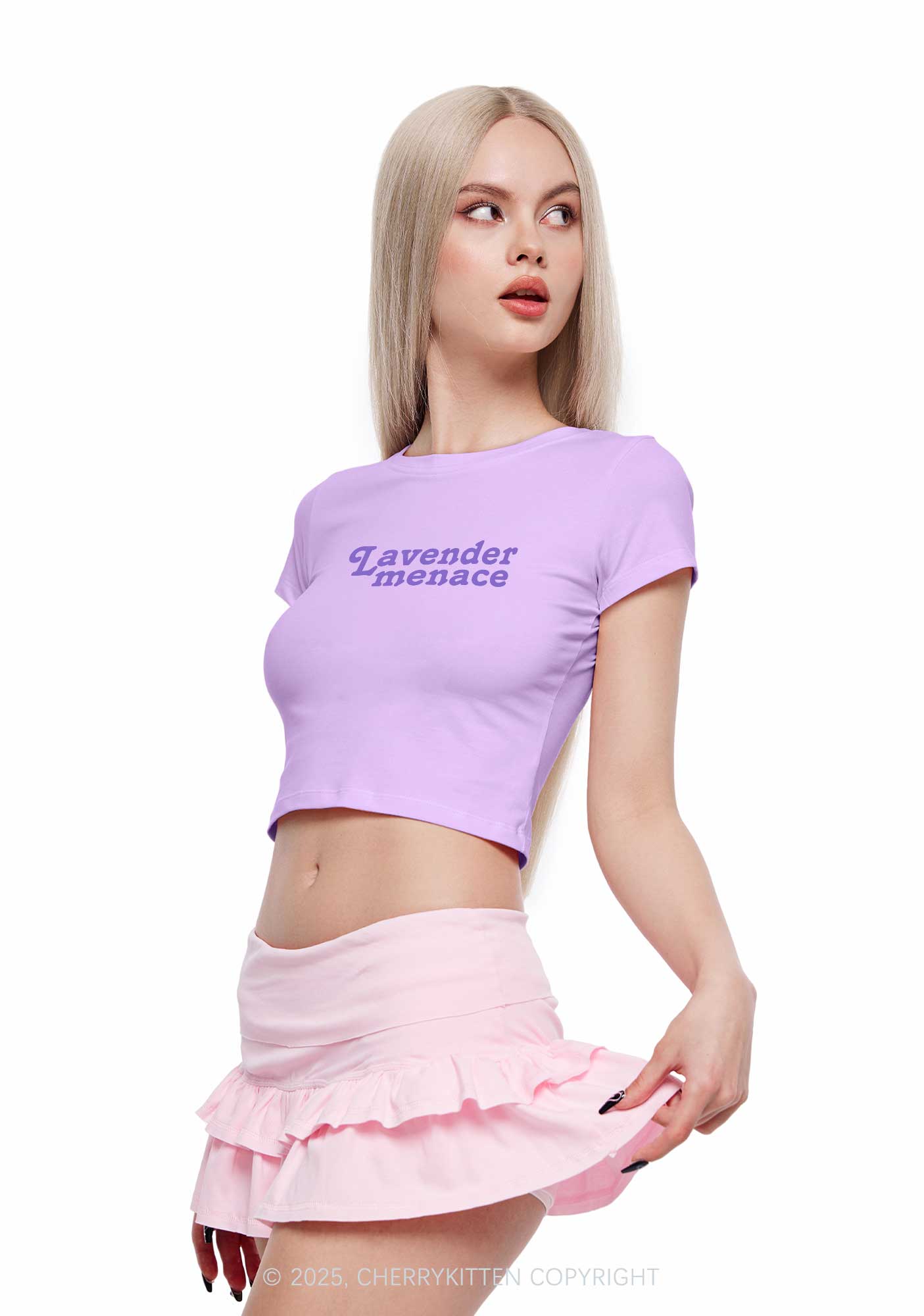 Lavender Menace Y2K Baby Tee Cherrykitten