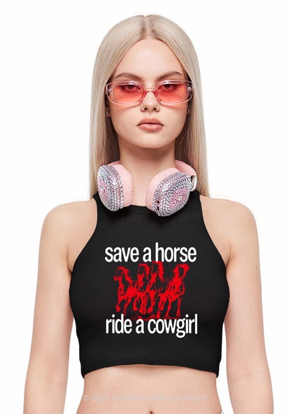 Four Horses Cowgirl Pride Y2K Crop Tank Top Cherrykitten