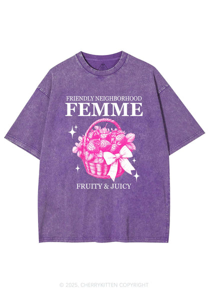 Friendly Neighborhood Femme Y2K Shirts Washed Tee Cherrykitten