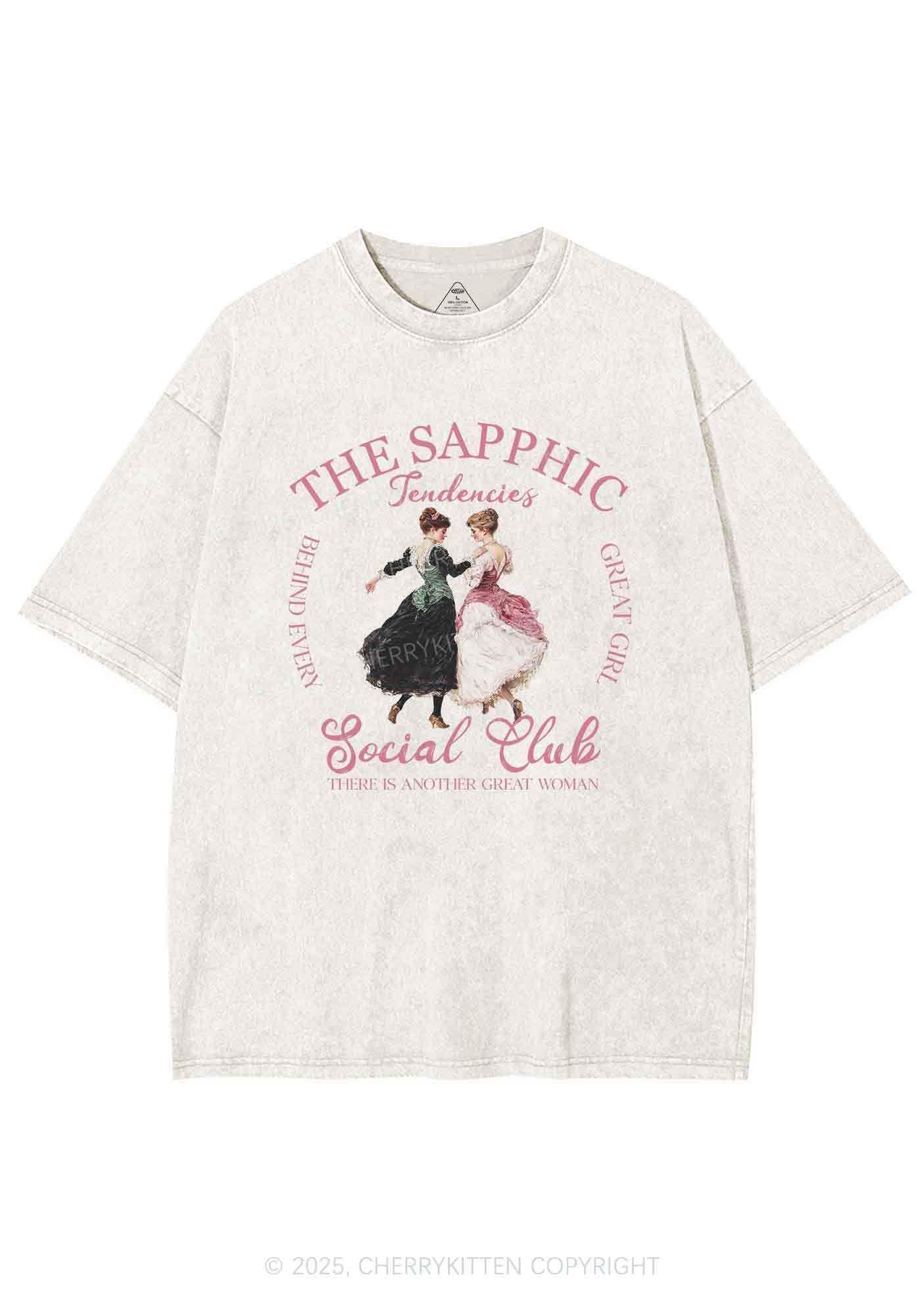 The Sapphic Pride Y2K Shirts Washed Tee Cherrykitten