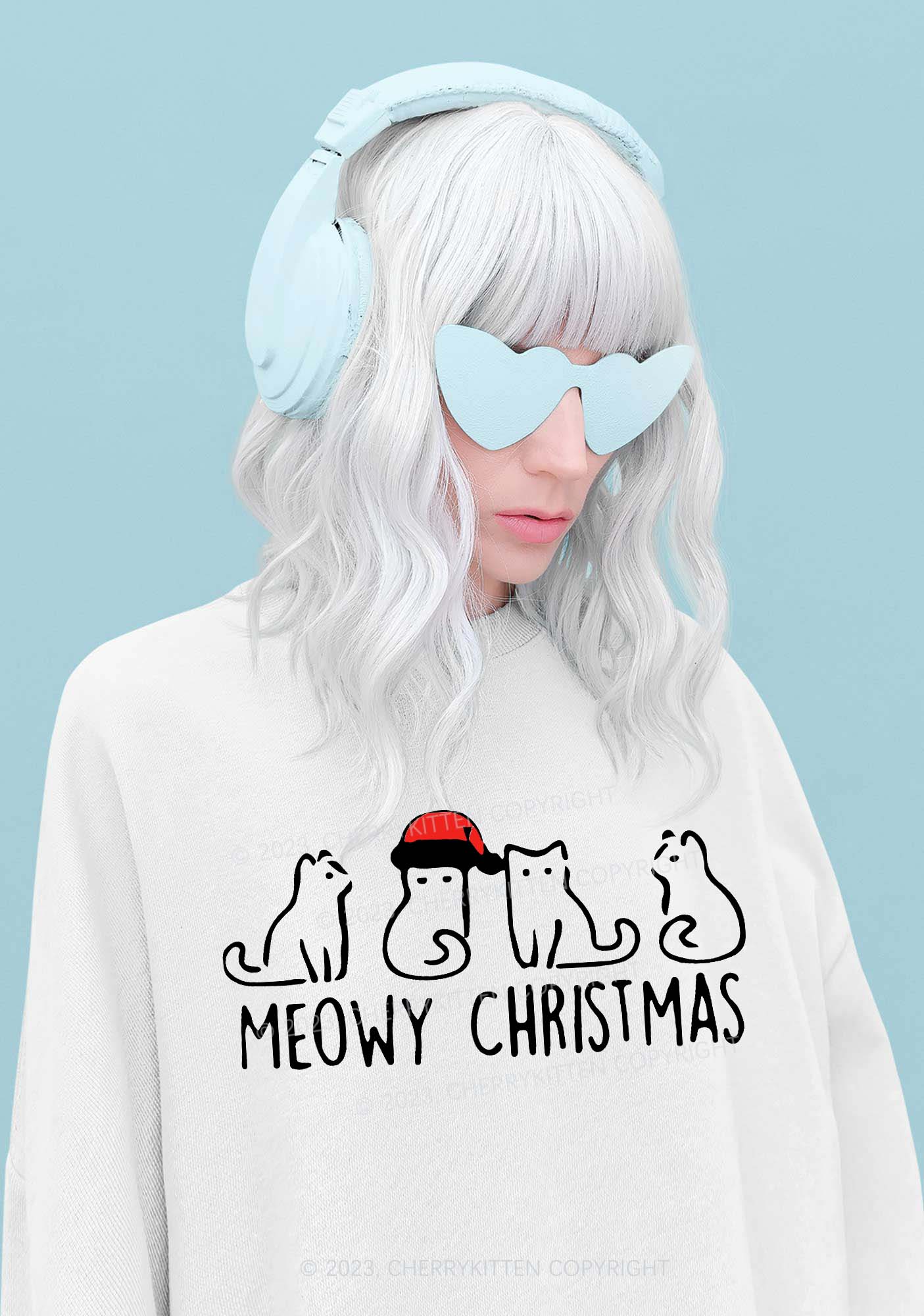 Meowy Christmas Y2K Sweatshirt Cherrykitten