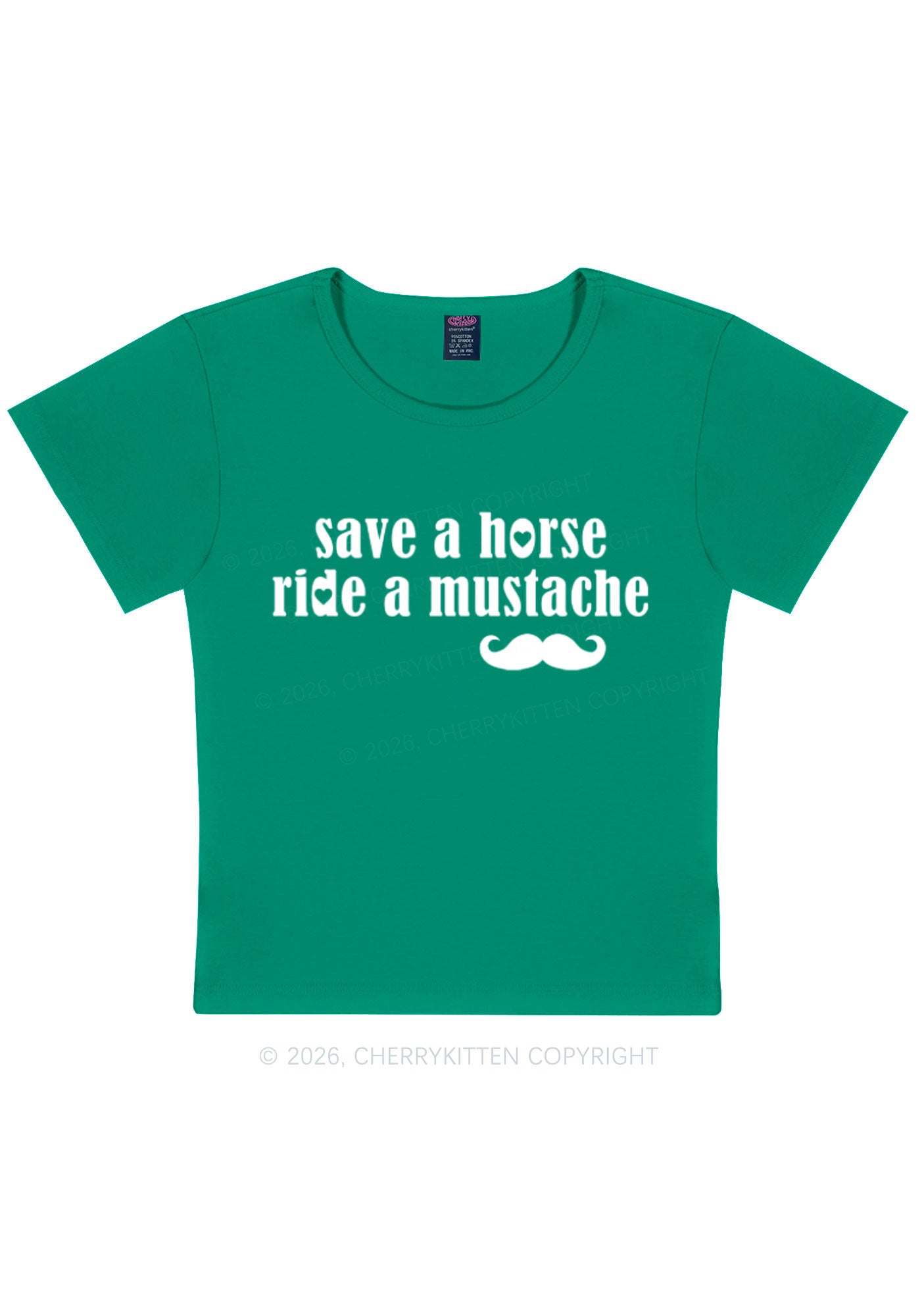 Ride A Mustache Valentine's Day Y2K Baby Tee Cherrykitten