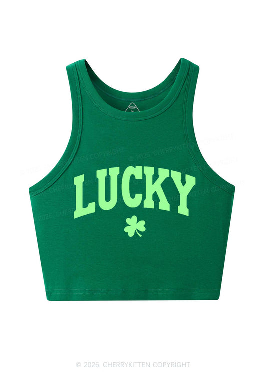 Lucky Shamrock St Patricks Y2K Crop Tank Top Cherrykitten