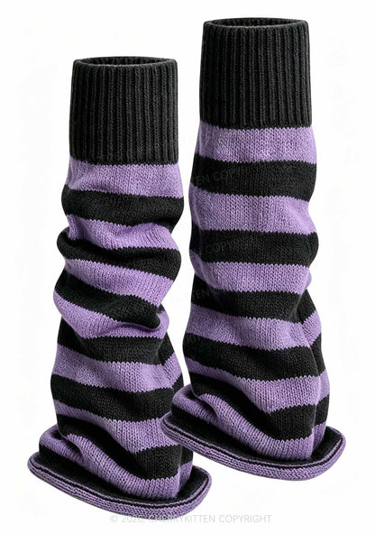 Stripes Knited Y2K Leg Warmers Cherrykitten