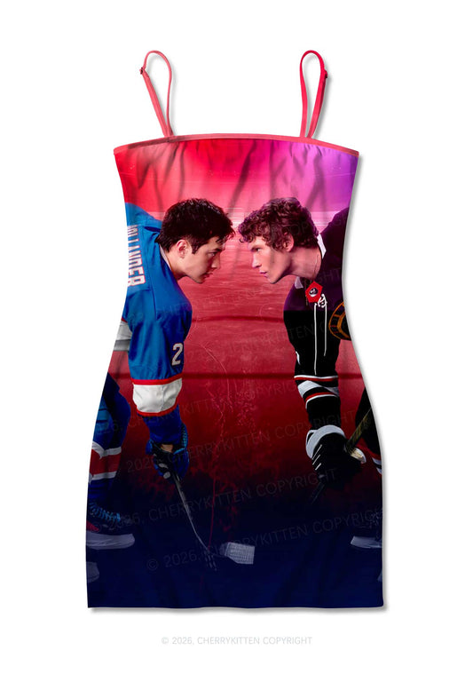 Hockey Duel HR Y2K Print Slip Dress Cherrykitten