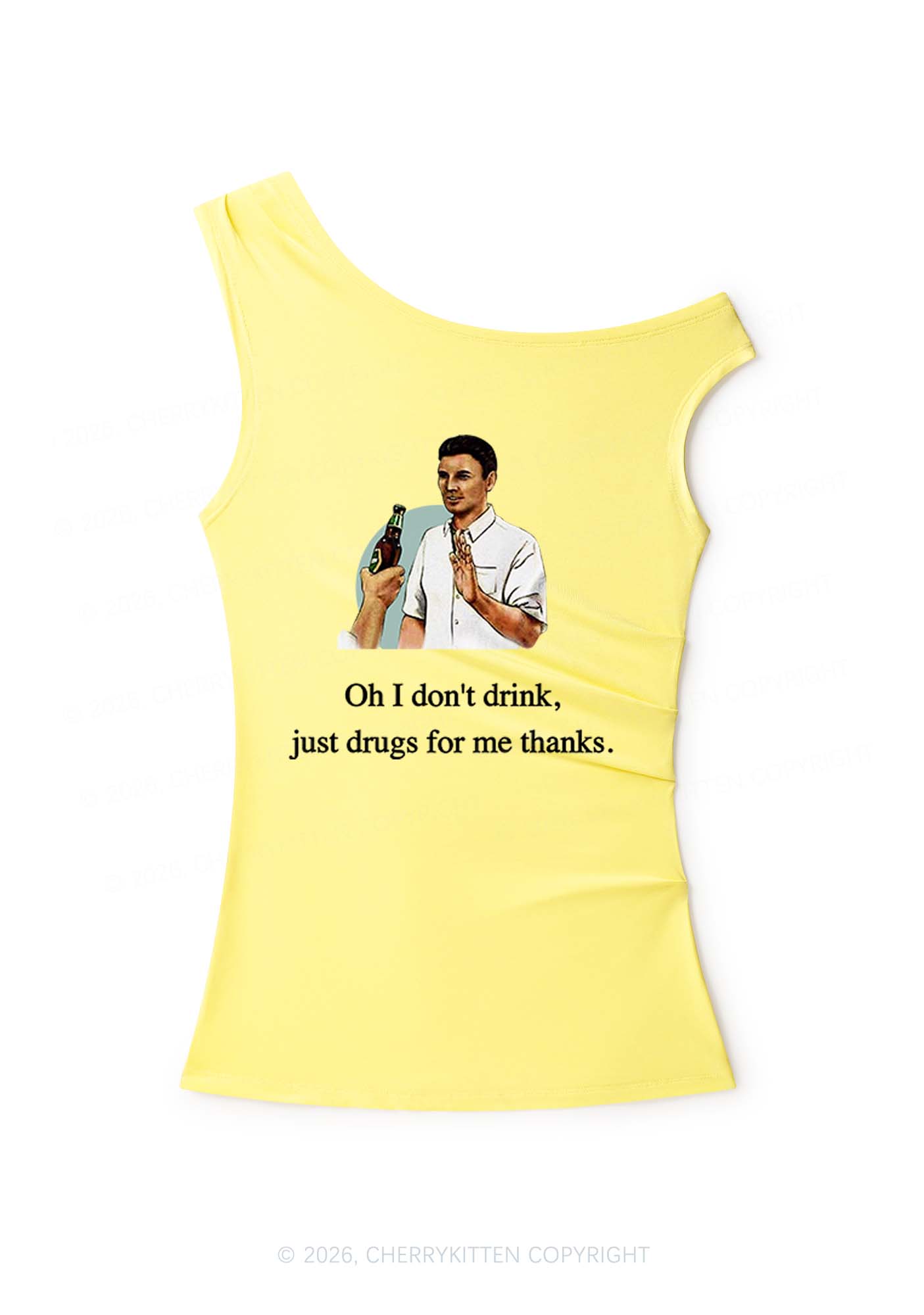 Oh I Dont Drink Y2K Off Shoulder Tank Top Cherrykitten