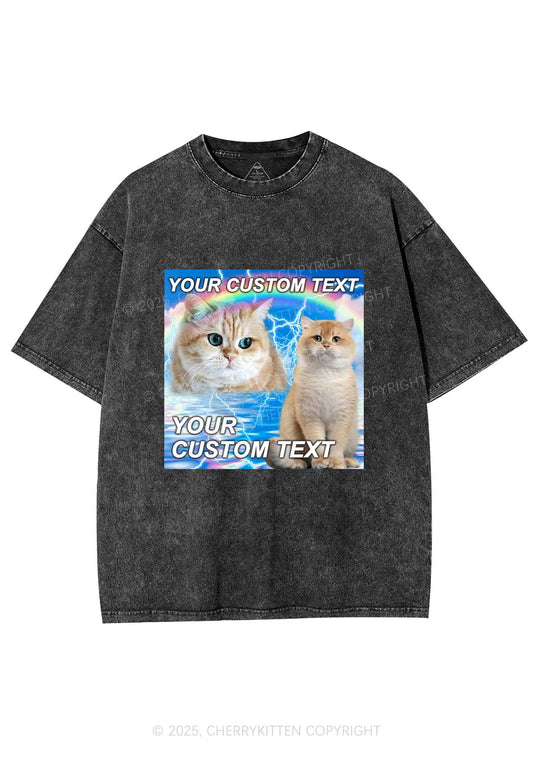 Custom Text Your Kitten Y2K Shirts Washed Tee Cherrykitten